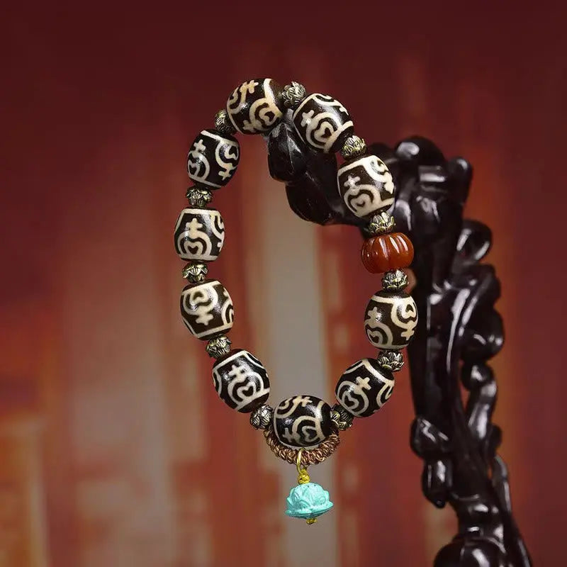 Fortune Jewel Tibetan Lightning Treasure Vase Dzi Bead The Lord of the Corpse Forest Power Bracelet Fortune Jewel