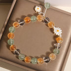Fortune Jewel Natural Daisy Candy Agate Green Strawberry Quartz Healing Bracelet - Fortune Jewel
