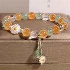 Fortune Jewel Natural Daisy Candy Agate Green Strawberry Quartz Healing Bracelet - Fortune Jewel