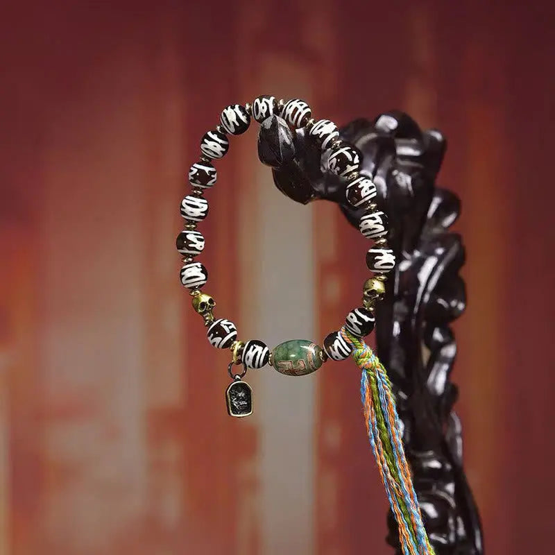Fortune Jewel Tibetan Dzi Bead Skull The Lord of the Corpse Forest Wealth Bracelet Fortune Jewel