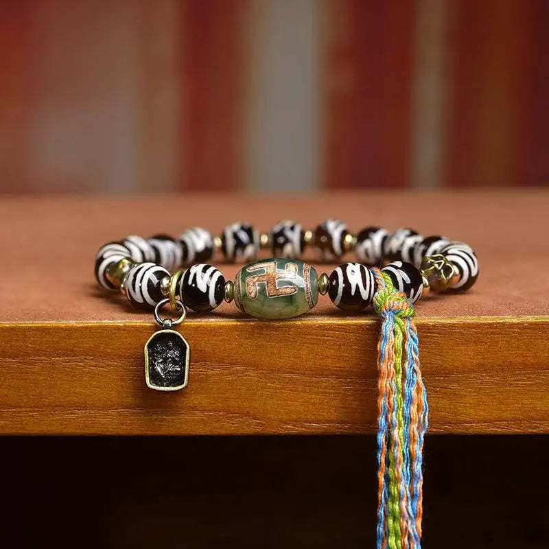 Fortune Jewel Tibetan Dzi Bead Skull The Lord of the Corpse Forest Wealth Bracelet Fortune Jewel