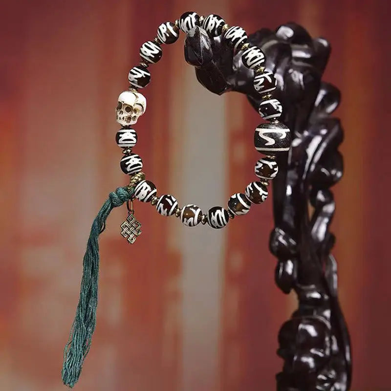 Fortune Jewel Tibetan Dzi Bead Skull The Lord of the Corpse Forest Wealth Bracelet Fortune Jewel