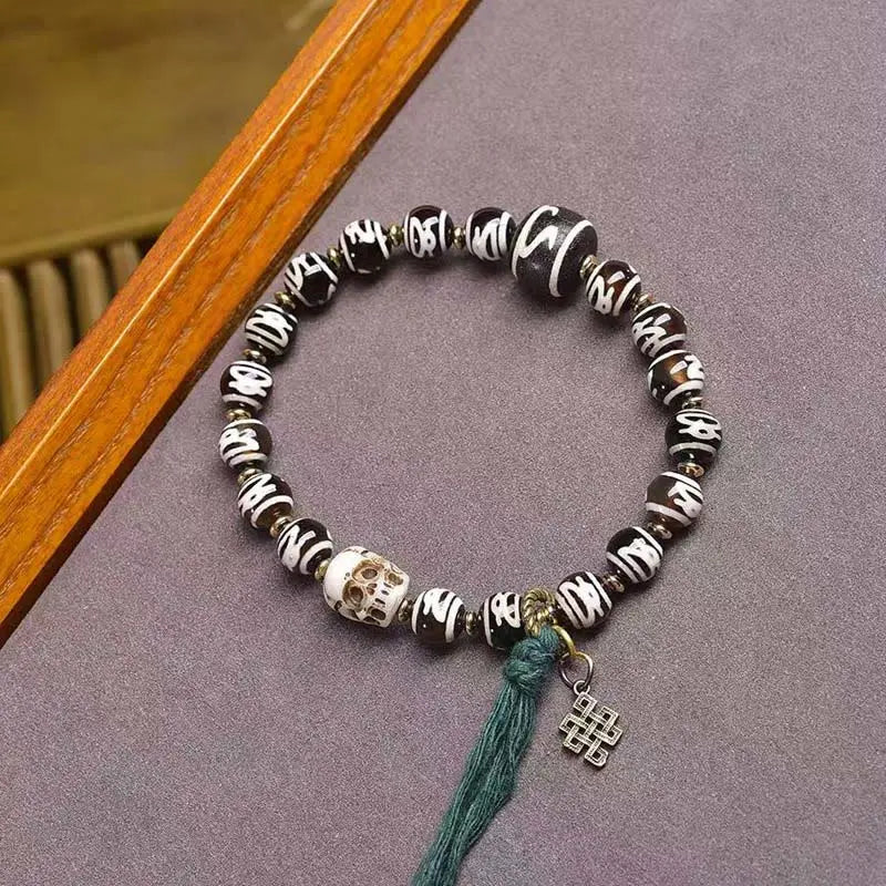 Fortune Jewel Tibetan Dzi Bead Skull The Lord of the Corpse Forest Wealth Bracelet Fortune Jewel