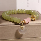 Fortune Jewel Natural Peace Buckle Meaning Jade Rose Quartz Luck Bracelet Fortune Jewel