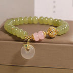 Fortune Jewel Natural Peace Buckle Meaning Jade Rose Quartz Luck Bracelet Fortune Jewel