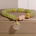 Fortune Jewel Natural Peace Buckle Meaning Jade Rose Quartz Luck Bracelet Fortune Jewel