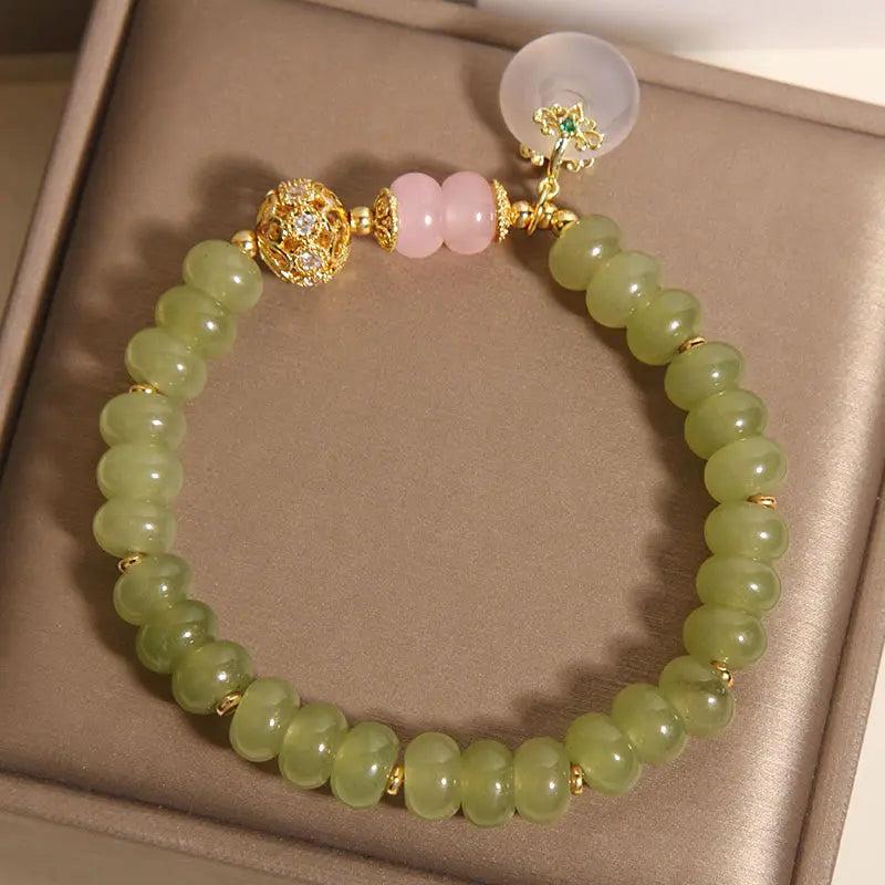 Fortune Jewel Natural Peace Buckle Meaning Jade Rose Quartz Luck Bracelet Fortune Jewel
