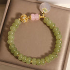 Fortune Jewel Natural Peace Buckle Meaning Jade Rose Quartz Luck Bracelet Fortune Jewel