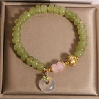 Fortune Jewel Natural Peace Buckle Meaning Jade Rose Quartz Luck Bracelet Fortune Jewel