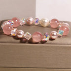 Fortune Jewel Natural Strawberry Quartz White Crystal Pearl Positive Bracelet Fortune Jewel