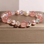 Fortune Jewel Natural Strawberry Quartz White Crystal Pearl Positive Bracelet Fortune Jewel