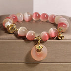 Fortune Jewel Natural Peace Buckle Gradient Pink Cat's Eye Yanyuan Agate Peace Bracelet Fortune Jewel