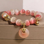 Fortune Jewel Natural Peace Buckle Gradient Pink Cat's Eye Yanyuan Agate Peace Bracelet Fortune Jewel