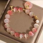 Fortune Jewel Natural Peace Buckle Gradient Pink Cat's Eye Yanyuan Agate Peace Bracelet Fortune Jewel