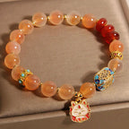 Fortune Jewel Natural Nine Tailed Fox Orange Candy Agate Healing Bracelet Fortune Jewel