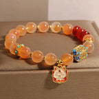 Fortune Jewel Natural Nine Tailed Fox Orange Candy Agate Healing Bracelet Fortune Jewel