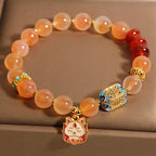 Fortune Jewel Natural Nine Tailed Fox Orange Candy Agate Healing Bracelet Fortune Jewel