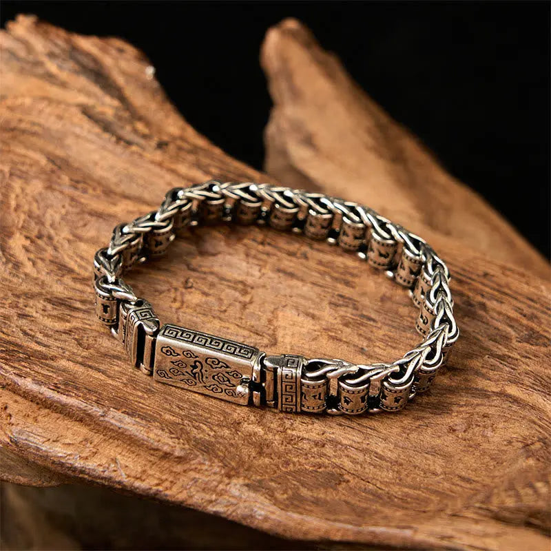 Fortune Jewel Tibetan Auspicious Clouds Copper Om Mani Padme Hum Peace Metal Bracelet Fortune Jewel