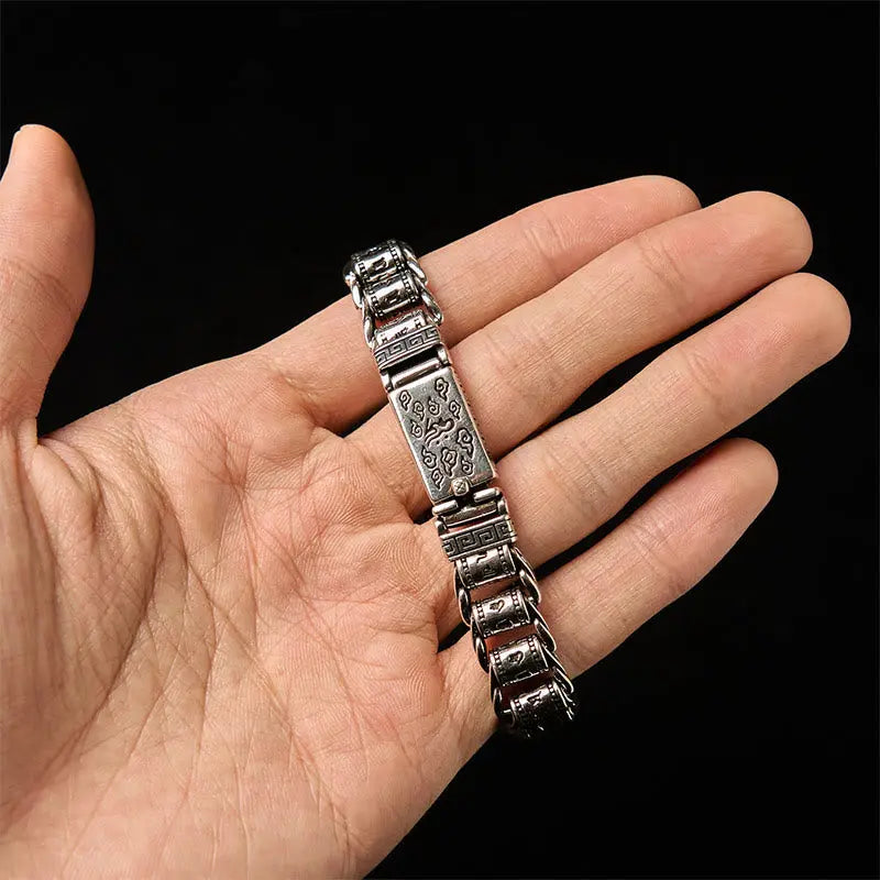 Fortune Jewel Tibetan Auspicious Clouds Copper Om Mani Padme Hum Peace Metal Bracelet Fortune Jewel