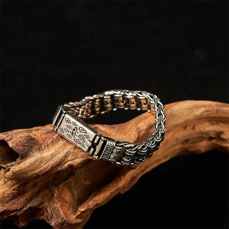 Fortune Jewel Tibetan Auspicious Clouds Copper Om Mani Padme Hum Peace Metal Bracelet Fortune Jewel