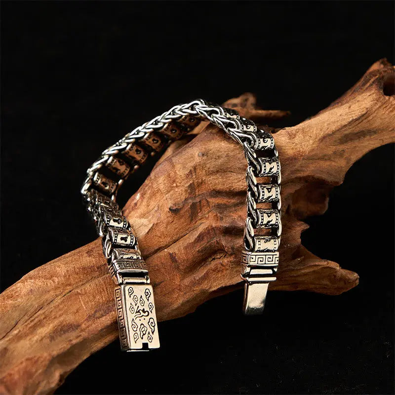 Fortune Jewel Tibetan Auspicious Clouds Copper Om Mani Padme Hum Peace Metal Bracelet Fortune Jewel