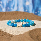 Fortune Jewel Natural Stone Dolphin Crackle Agate Tourmaline Courage Bracelet Fortune Jewel