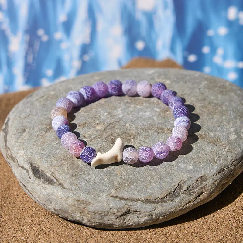 Fortune Jewel Natural Stone Dolphin Crackle Agate Tourmaline Courage Bracelet Fortune Jewel
