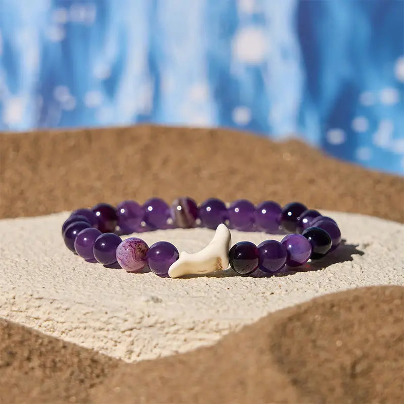 Fortune Jewel Natural Stone Dolphin Crackle Agate Tourmaline Courage Bracelet Fortune Jewel