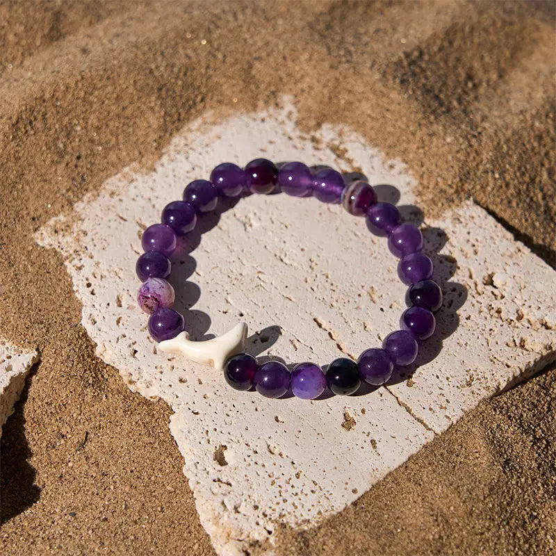Fortune Jewel Natural Stone Dolphin Crackle Agate Tourmaline Courage Bracelet Fortune Jewel