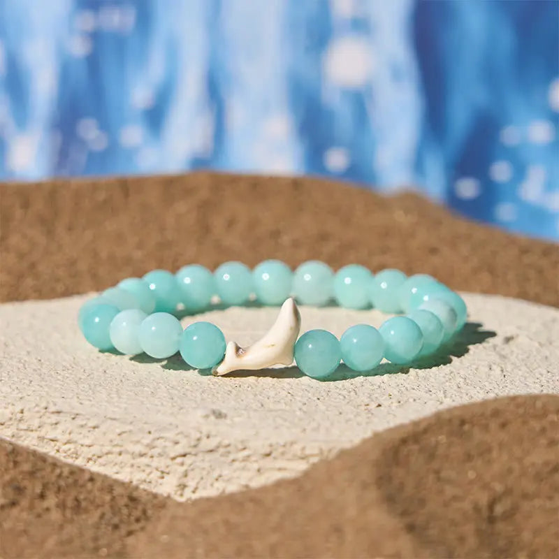 Fortune Jewel Natural Stone Dolphin Crackle Agate Tourmaline Courage Bracelet Fortune Jewel