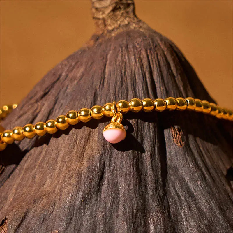 Fortune Jewel Copper Brass Plated 24k Gold Beads Gourd Wealth Bracelet Fortune Jewel