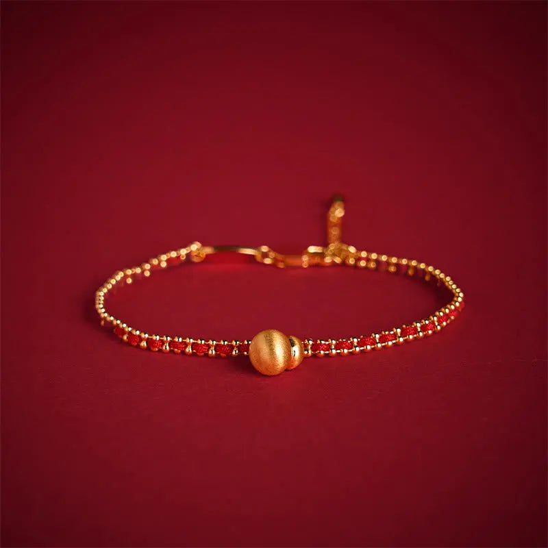 Fortune Jewel Red String Copper Brass Gourd Strength Wealth Bracelet Fortune Jewel