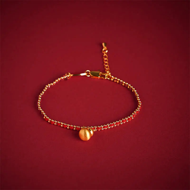 Fortune Jewel Red String Copper Brass Gourd Strength Wealth Bracelet Fortune Jewel
