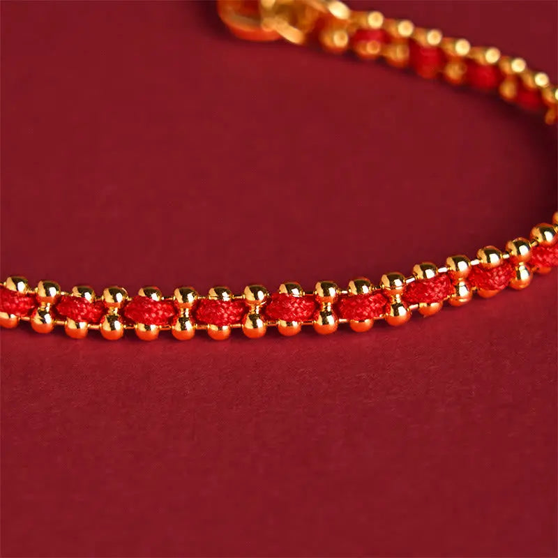 Fortune Jewel Red String Copper Brass Gourd Strength Wealth Bracelet Fortune Jewel