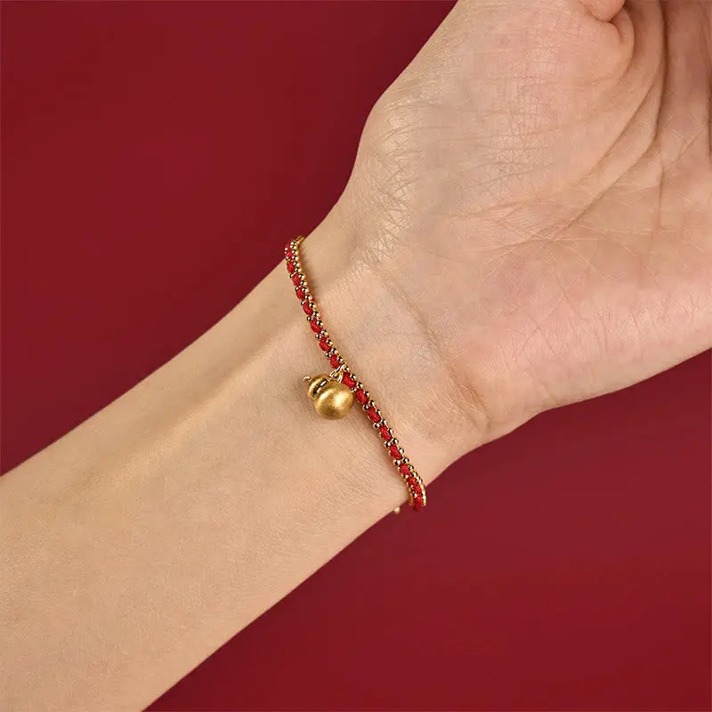Fortune Jewel Red String Copper Brass Gourd Strength Wealth Bracelet Fortune Jewel