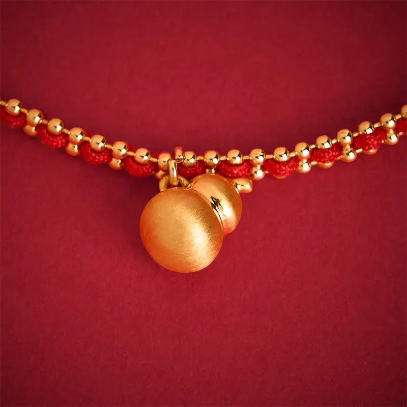 Fortune Jewel Red String Copper Brass Gourd Strength Wealth Bracelet Fortune Jewel