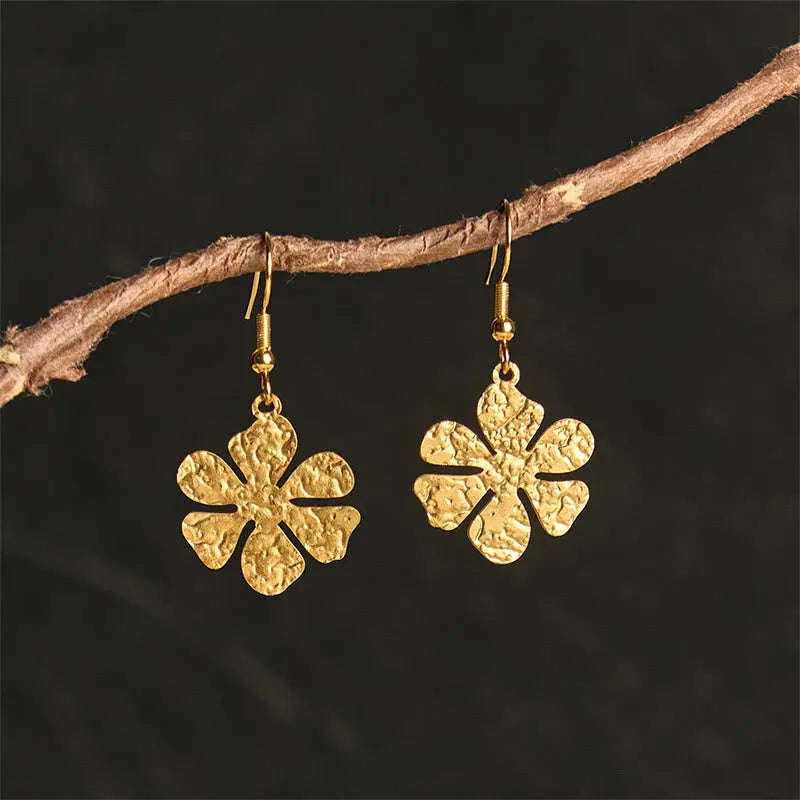 Fortune Jewel Elegant Titanium Steel Balance Hammer Marks Earrings Fortune Jewel