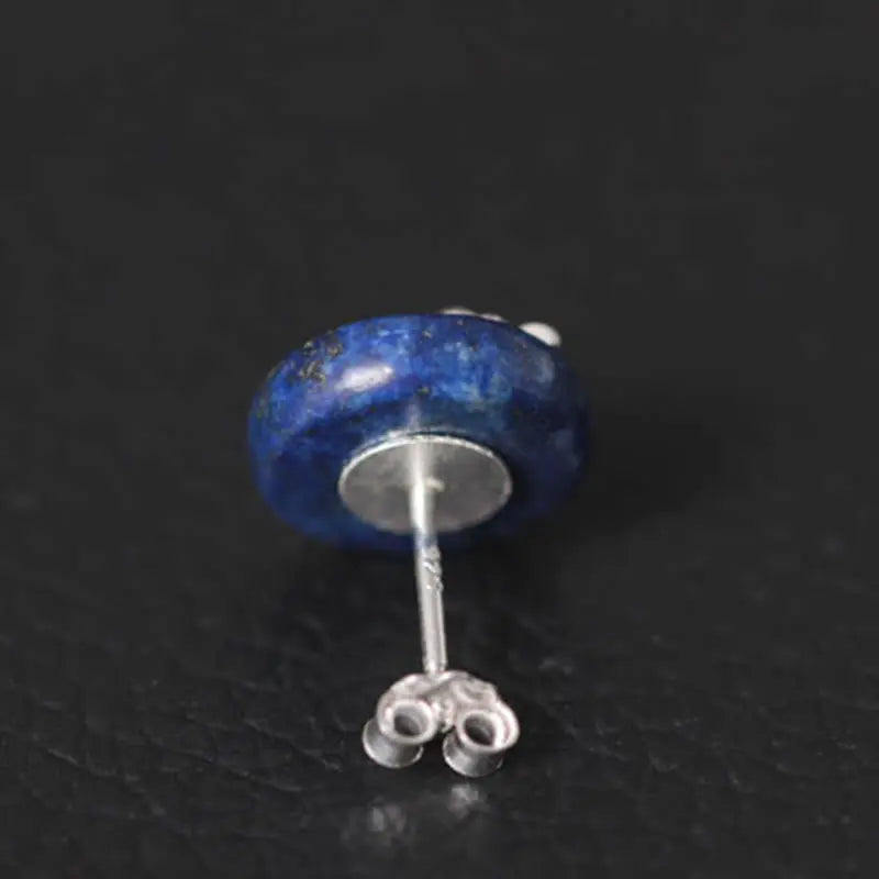 Fortune Jewel Lazurite 925 Sterling Silver Lotus Pattern Enlightenment Earrings Fortune Jewel