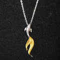 Fortune Jewel 925 Sterling Silver Golden Koi Fish Luck Necklace Pendant Fortune Jewel