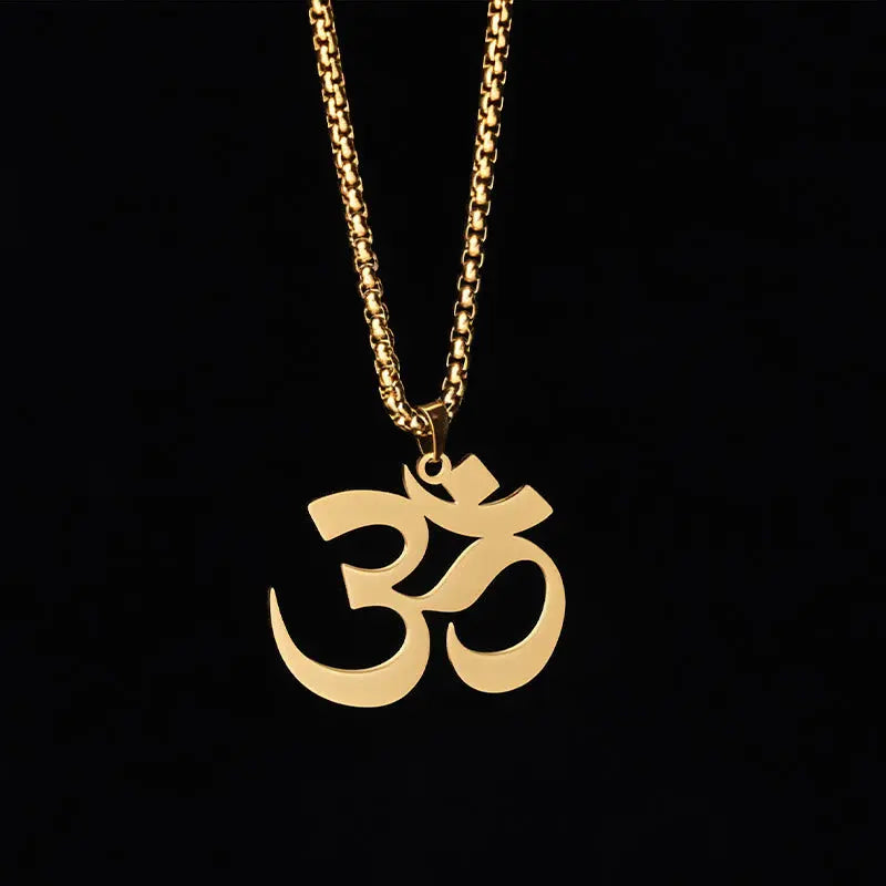 Fortune Jewel Om Symbol Mantra Stainless Steel Focus Necklace Pendant Fortune Jewel