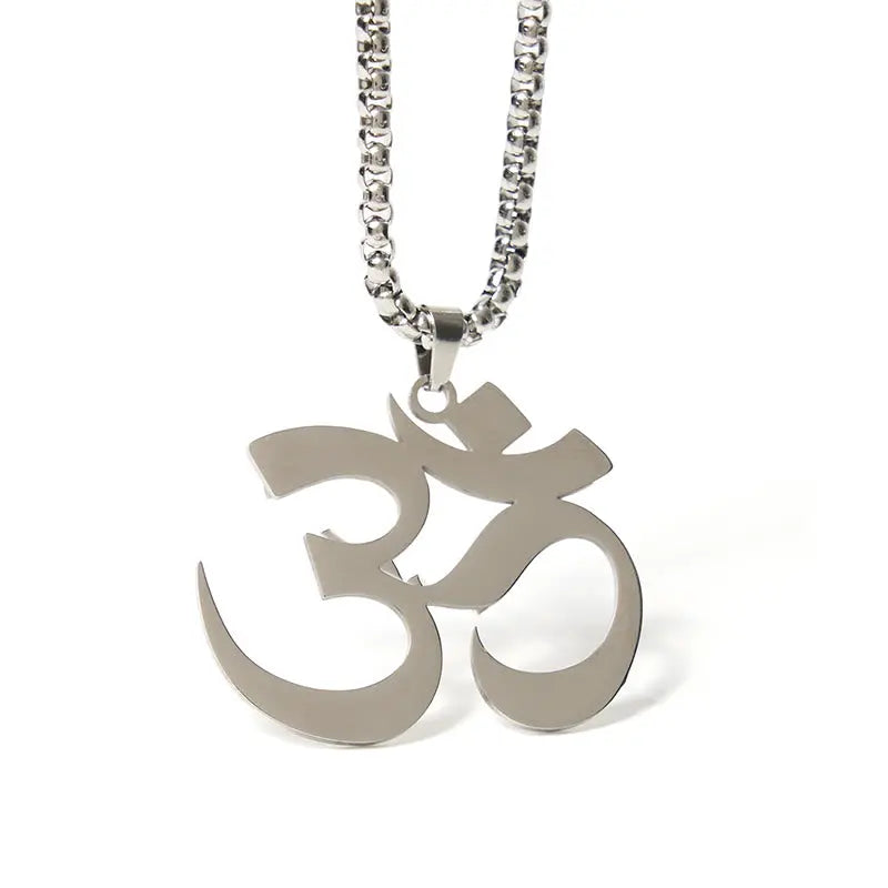 Fortune Jewel Om Symbol Mantra Stainless Steel Focus Necklace Pendant Fortune Jewel