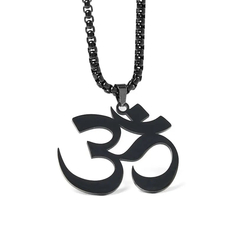 Fortune Jewel Om Symbol Mantra Stainless Steel Focus Necklace Pendant Fortune Jewel