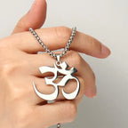 Fortune Jewel Om Symbol Mantra Stainless Steel Focus Necklace Pendant Fortune Jewel