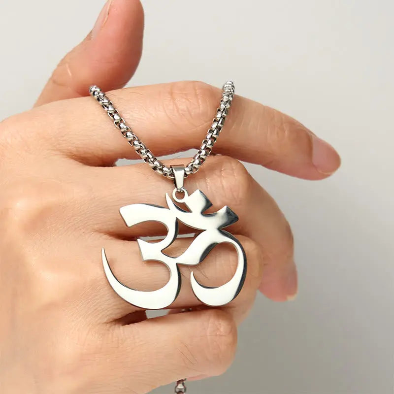 Fortune Jewel Om Symbol Mantra Stainless Steel Focus Necklace Pendant Fortune Jewel