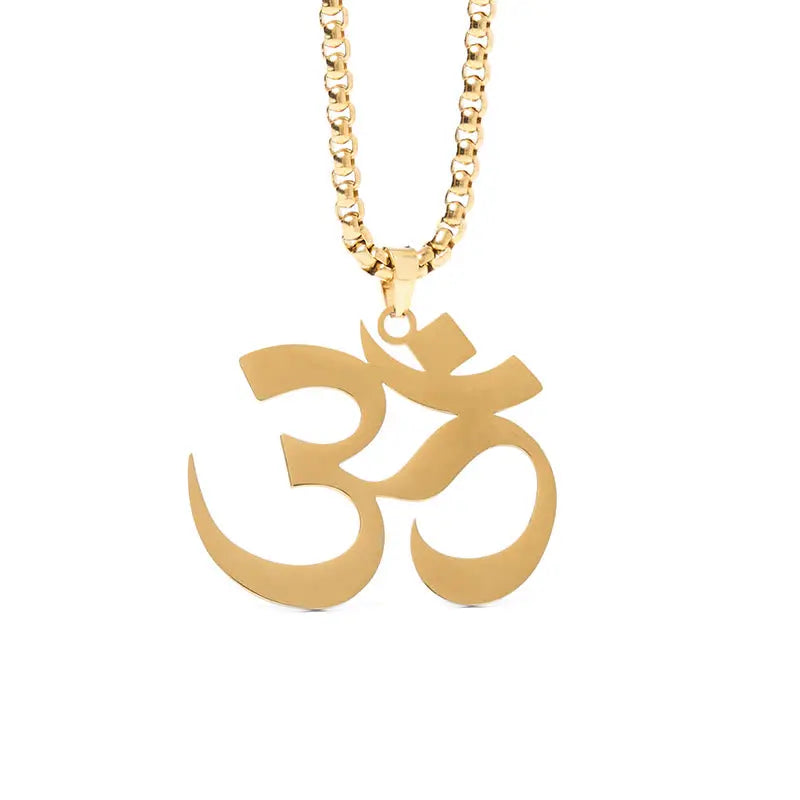 Fortune Jewel Om Symbol Mantra Stainless Steel Focus Necklace Pendant Fortune Jewel