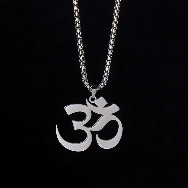 Fortune Jewel Om Symbol Mantra Stainless Steel Focus Necklace Pendant Fortune Jewel