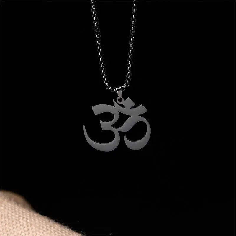 Fortune Jewel Om Symbol Mantra Stainless Steel Focus Necklace Pendant Fortune Jewel