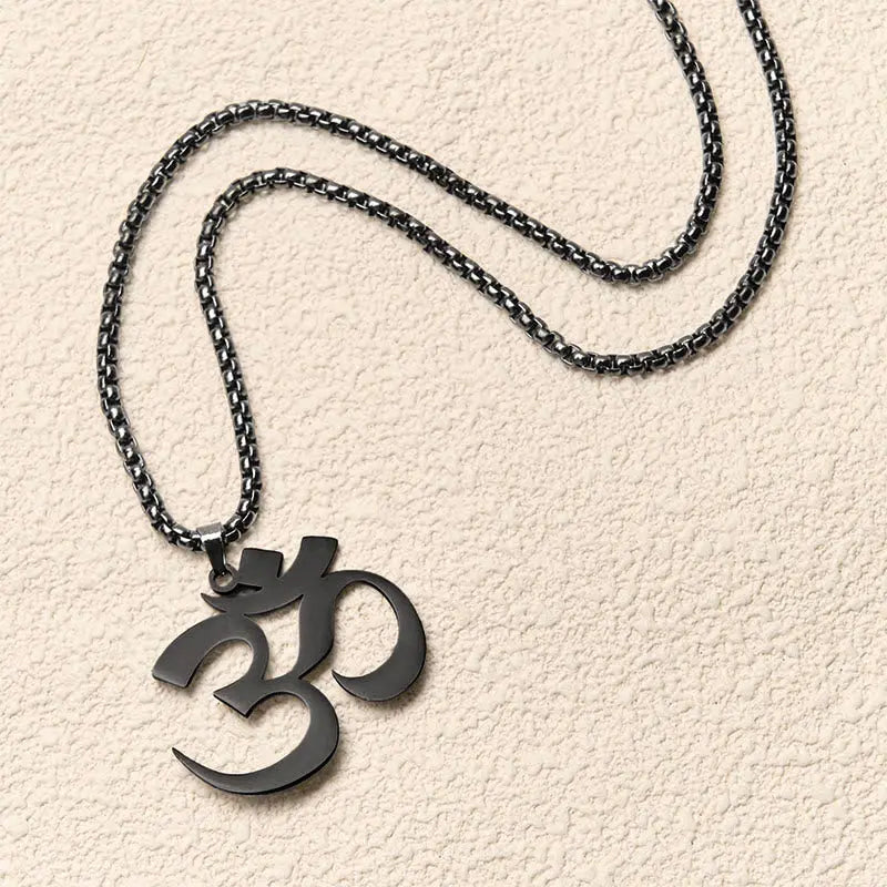 Fortune Jewel Om Symbol Mantra Stainless Steel Focus Necklace Pendant Fortune Jewel
