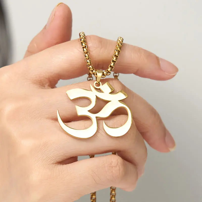 Fortune Jewel Om Symbol Mantra Stainless Steel Focus Necklace Pendant Fortune Jewel