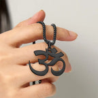 Fortune Jewel Om Symbol Mantra Stainless Steel Focus Necklace Pendant Fortune Jewel